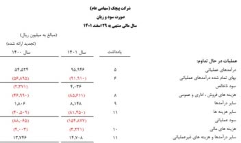 صورتهای مالی اساسی شرکت پیچک (سهامی عام)