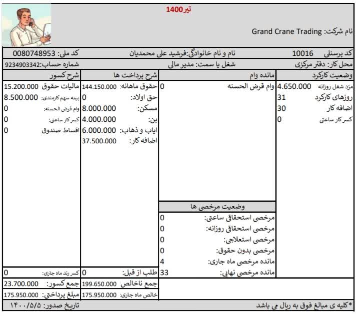 فیش حقوقی در اکسل