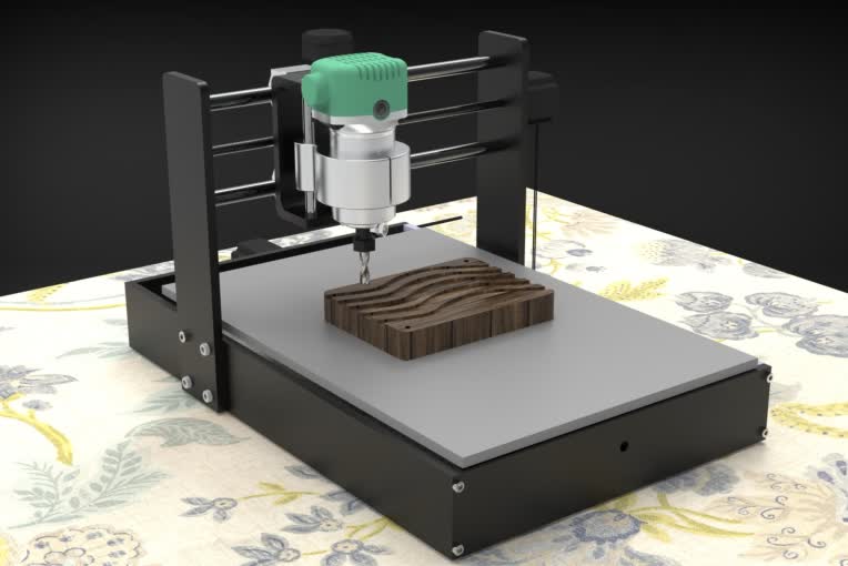 طراحی و رندر دستگاه CNC رومیزی