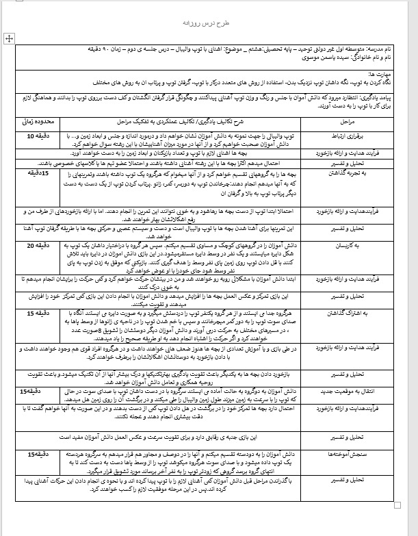 تایپ فارسی  در ورد با استفاده از جدول